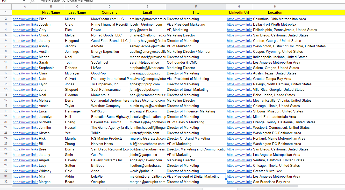Marketing title prospect list